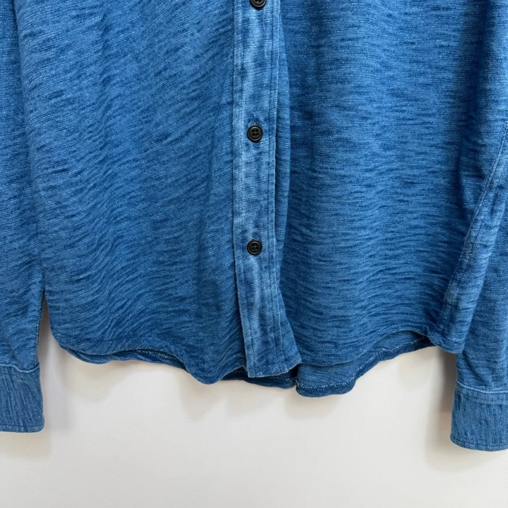 J. Crew Indigo Knit Good Cotton Yarns Garment Dyed Harbor Button Up Shirt Large